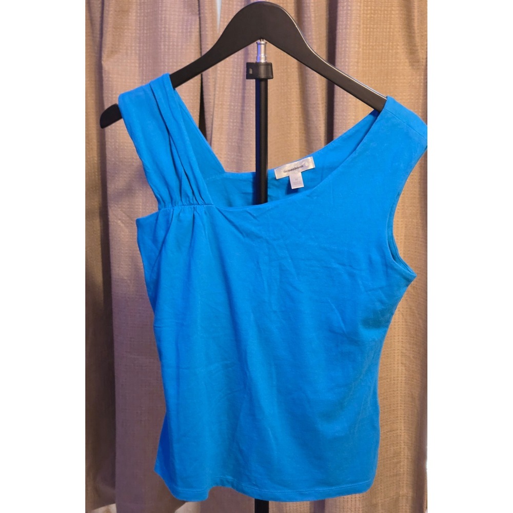 Dressbarn Scoop Neck Sleeveless Tank Top Womens Medium Blue‎ Built in Support